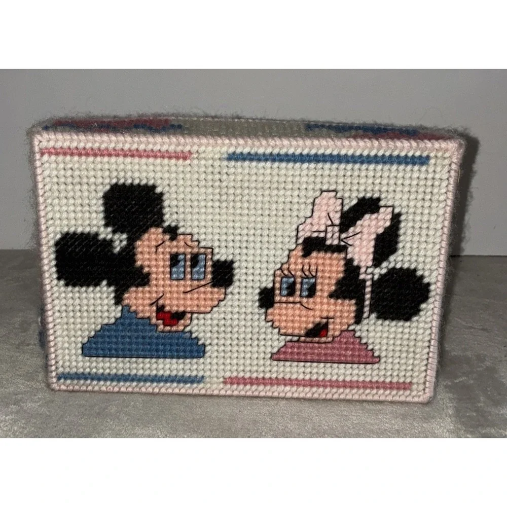 Mickey Mouse Minnie Needlepoint Nursery Decor Pink Blue‎ 6x8.5